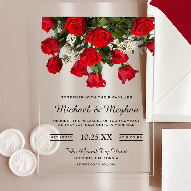 Romantic Red Roses Bouquet Wedding Invitation (Creator Uploaded)