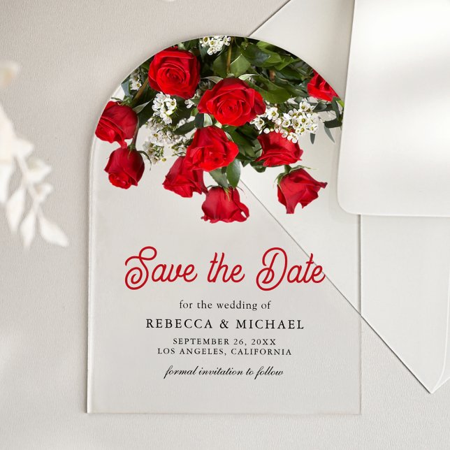 Romantic Red Roses Bouquet Wedding Save the Date (Creator Uploaded)