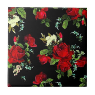 Romantic. Red Roses. Ceramic Tile