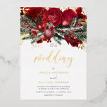 Romantic Red Roses Christmas Wedding Gold Foil Invitation<br><div class="desc">Romantic Red Roses Christmas Wedding Gold Foil Invitation

See other invitations in our Niche and Nest Store</div>