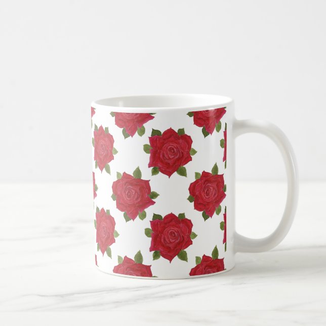 Romantic Red Roses Custom Coffee Mug (Right)