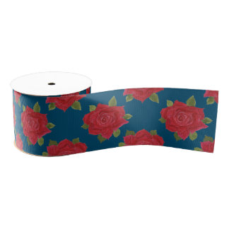 Romantic Red Roses Custom Grosgrain Ribbon