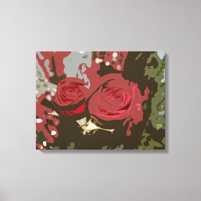 Romantic Red Roses Digital Art Wrapped Canvas Print (Front)