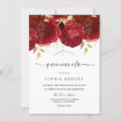 Romantic Red Roses Elegant Quinceanera Party Invitation (Front)