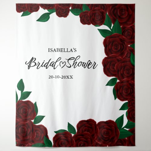 Romantic red roses fall  outdoor bridal shower tapestry