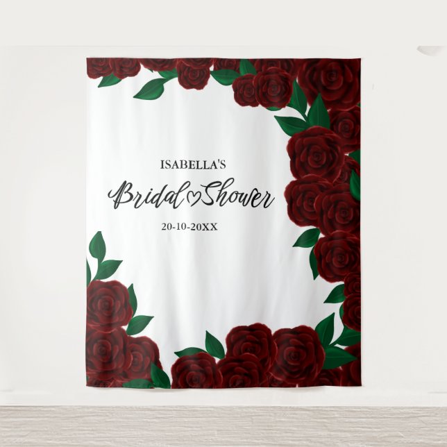 Romantic red roses fall / outdoor bridal shower tapestry (Front)