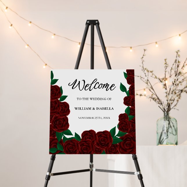 Romantic red roses fall / outdoor wedding foam board (In Situ (Stand))