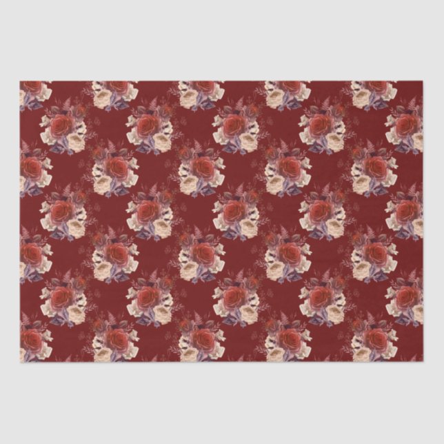 Romantic Red Roses Floral Tissue Paper (Front)