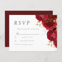 Romantic Red Roses Gold Leaf Wedding