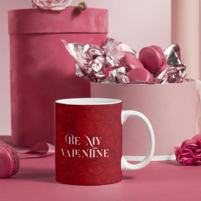 Romantic Red Roses Gold Stripes Accent Coffee Mug (Creator Uploaded)