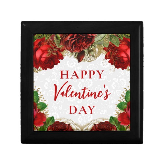 Romantic Red Roses Happy Valentine's Day Gift Box (Front)