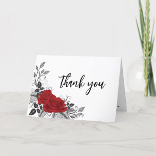 Romantic Red Roses Intertwined Thank You Card