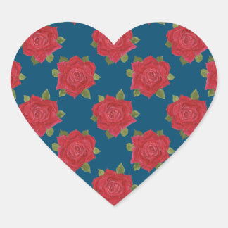 Romantic Red Roses on Blue Twenty Hearts Stickers
