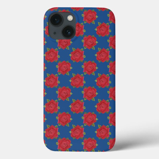Romantic Red Roses on Deep Blue Custom Ipad Case (Back)