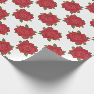 Romantic Red Roses on White Custom Wrapping Paper