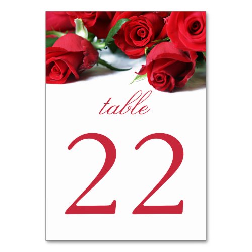 Romantic Red Roses Table Big Number Table Number