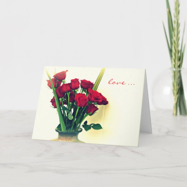 Romantic Red Roses Valentine Card (Front)