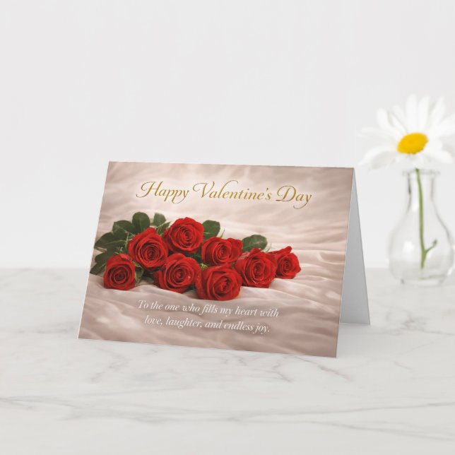 Romantic Red Roses Valentine’s Day Greeting Card (Small Plant)