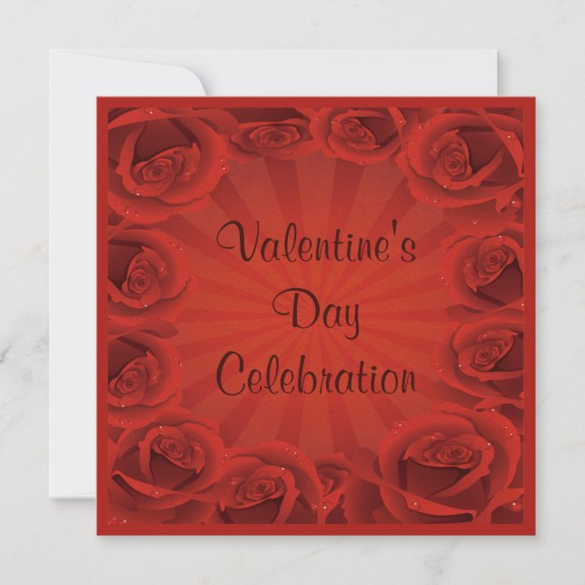 Romantic Red Roses Valentine's Day Celebration Invitation (Front)