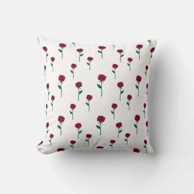 Romantic red roses Valentine's Day pattern Throw Pillow (Front)