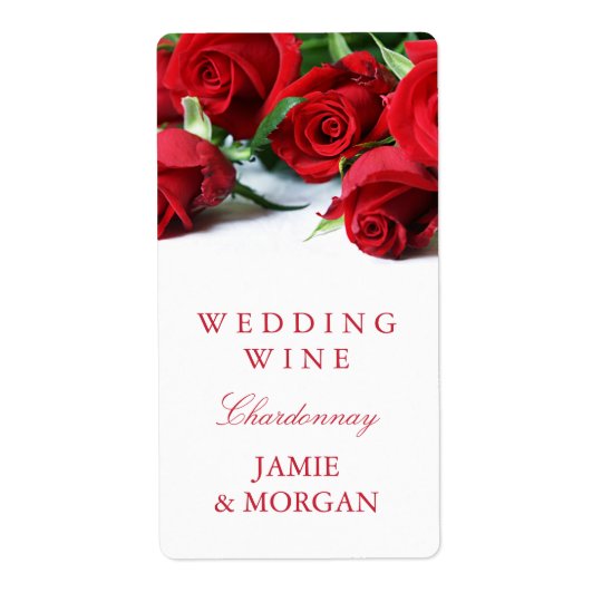 Romantic Red Roses Wedding Wine Label | Zazzle.com