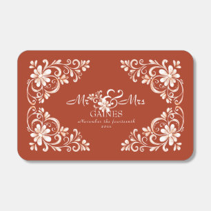 Romantic Red Rust Mr & Mrs Floral Wedding Matchboxes