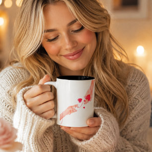 "Romantic Red String of Fate Hands & Hearts – Eter Giant Coffee Mug