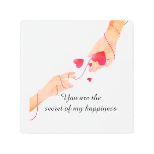 "Romantic Red String of Fate Hands & Hearts – Eter Metal Print