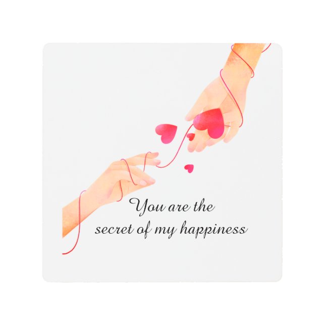 "Romantic Red String of Fate Hands & Hearts – Eter Metal Print (Front)
