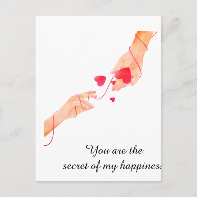 "Romantic Red String of Fate Hands & Hearts – Eter Postcard (Front)