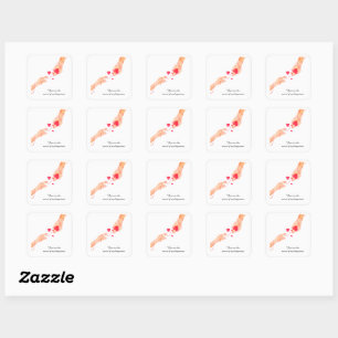 "Romantic Red String of Fate Hands & Hearts – Eter Square Sticker
