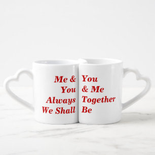 Romantic red text coffee mug set