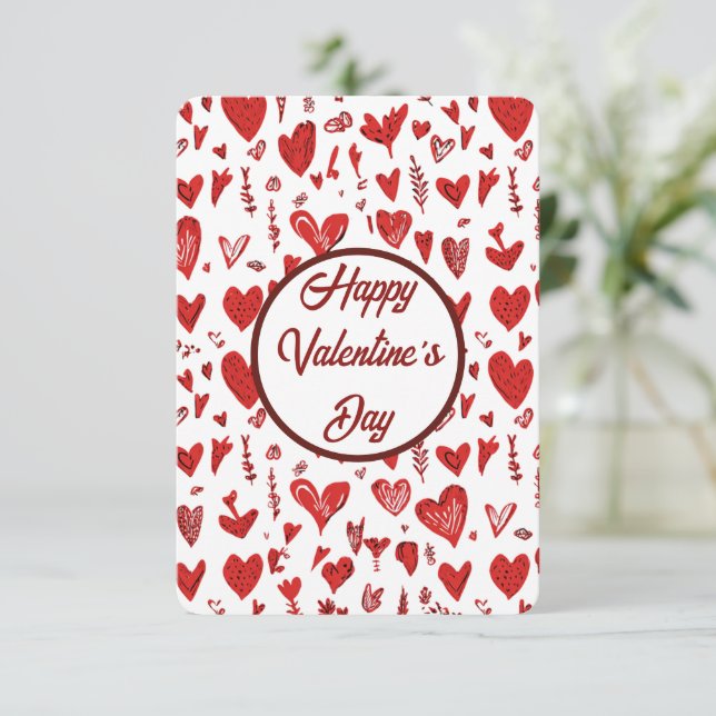 Romantic Red Valentine’s Day Card with Hearts (Standing Front)