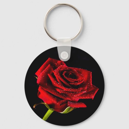 Romantic red Valentines day rose photo Keychain