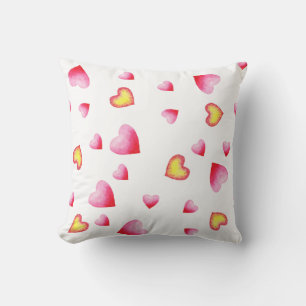 Romantic Red watercolor Heart Valentine Throw Pil Throw Pillow