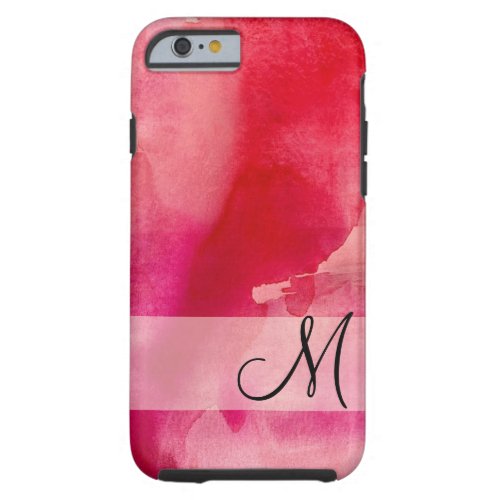 Romantic Red Watercolor Monogram Tough iPhone 6 Case