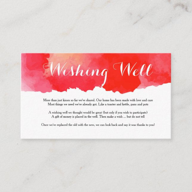 Romantic Red Watercolor - Wishing well card (Front)