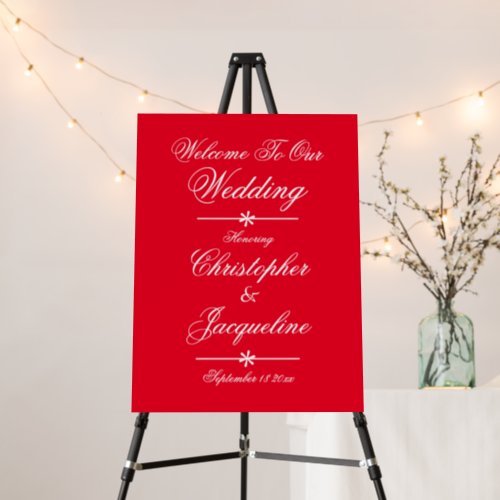 Romantic Red Wedding Welcome Sign Chic Custom Cool