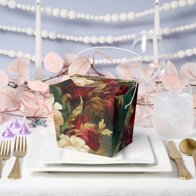 Romantic Red White Flowers Bridal Shower Wedding Favor Boxes (Wedding)