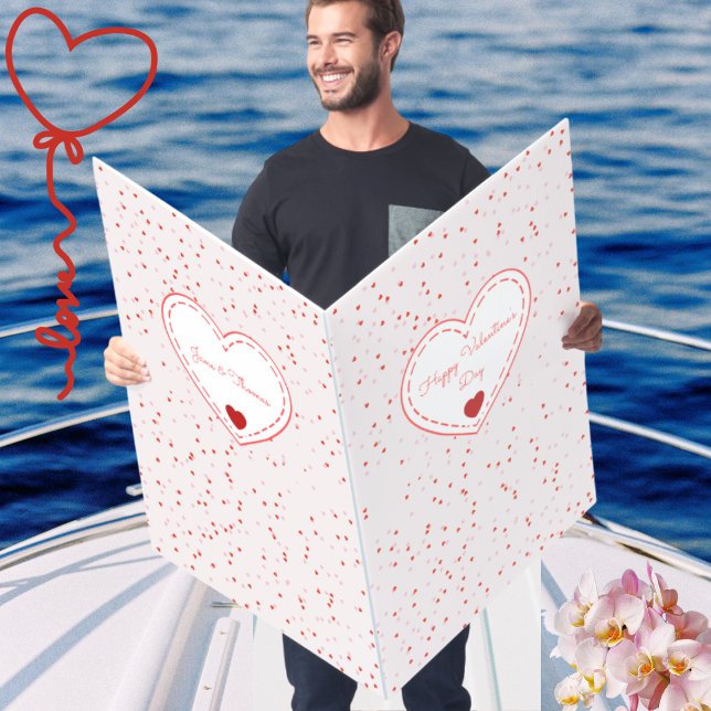 Romantic Red White Love Heart Valentines Day  Card (Creator Uploaded)
