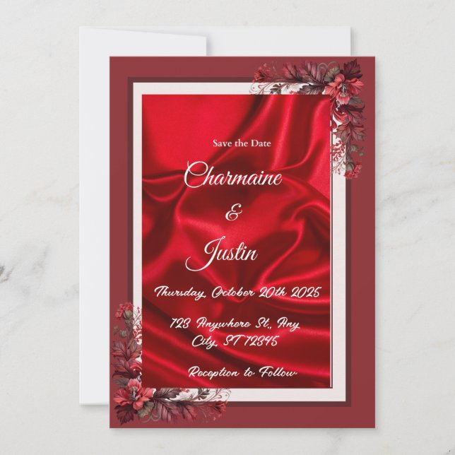 Romantic Red & White Save the Date – Valentine’s D Invitation (Front)