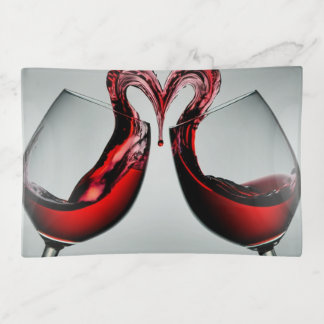 Romantic Red Wine Heart Glass Trinket Tray