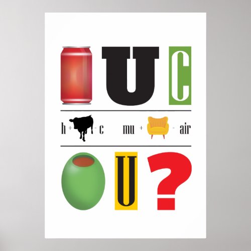 Romantic Red Yellow and Green  Olive U Rebus Po Poster
