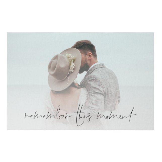 Romantic Remember This Moment Photo Wedding Faux Canvas Print (Front)