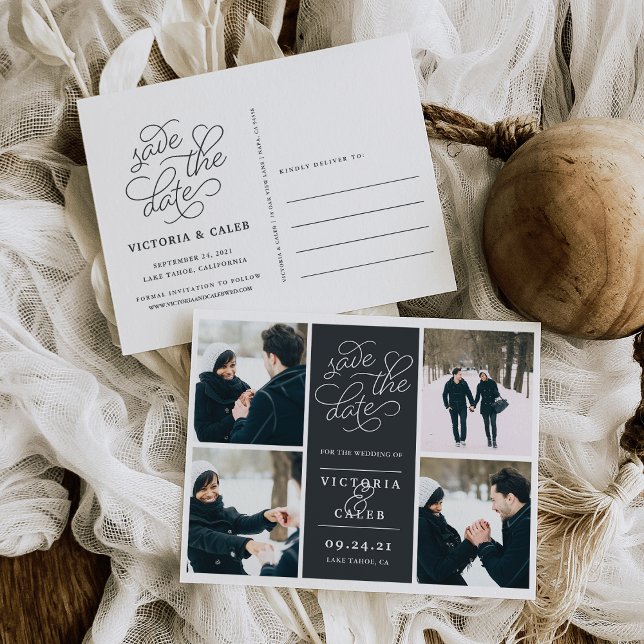 Romantic Request | Photo Collage Save the Date Announcement Postcard (Creator Uploaded)