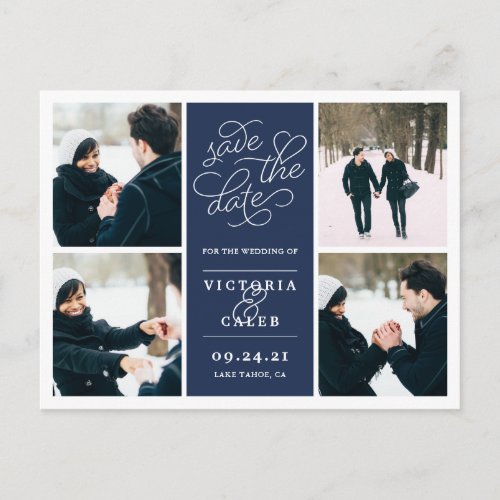 Romantic Request  Photo Collage Save the Date Announcement Postcard