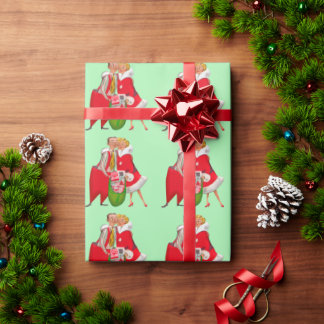 ROMANTIC RETRO CHRISTMAS COUPLE WRAPPING PAPER