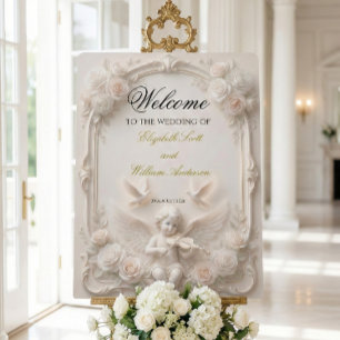 Romantic Rococo Cherub & Doves Ivory Foam Board