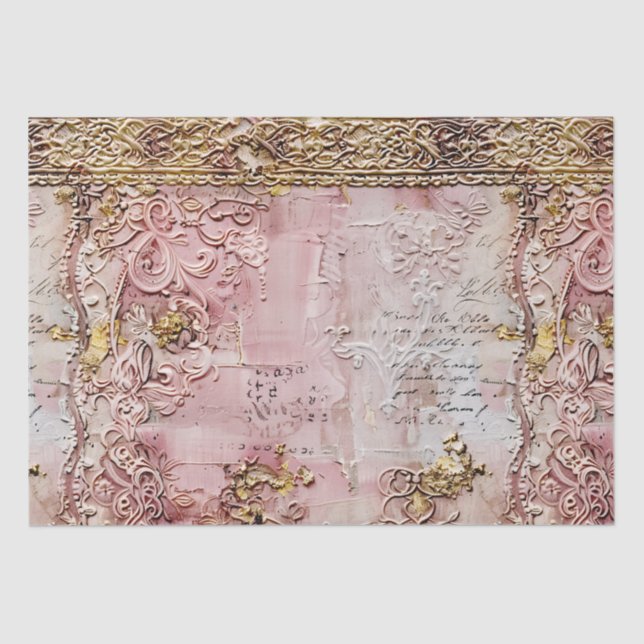 Romantic Rococo Dusty Rose Antique Lace  Tissue Paper (Front)
