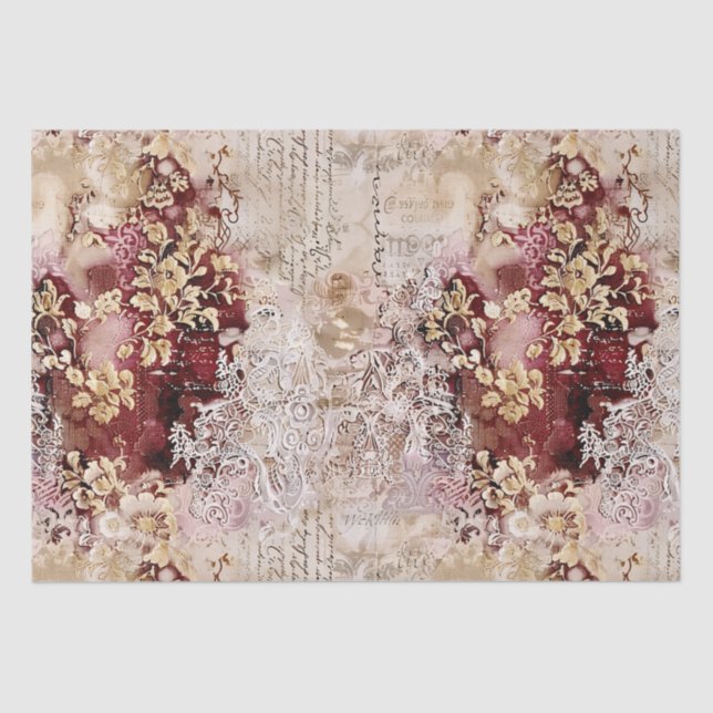 Romantic Rococo Dusty Rose Antique Tissue Paper (Front)